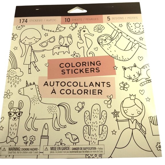 174 Coloring Stickers Party Favor 5 Designs Unicorn Princess Best Friends - Picture 1 of 10